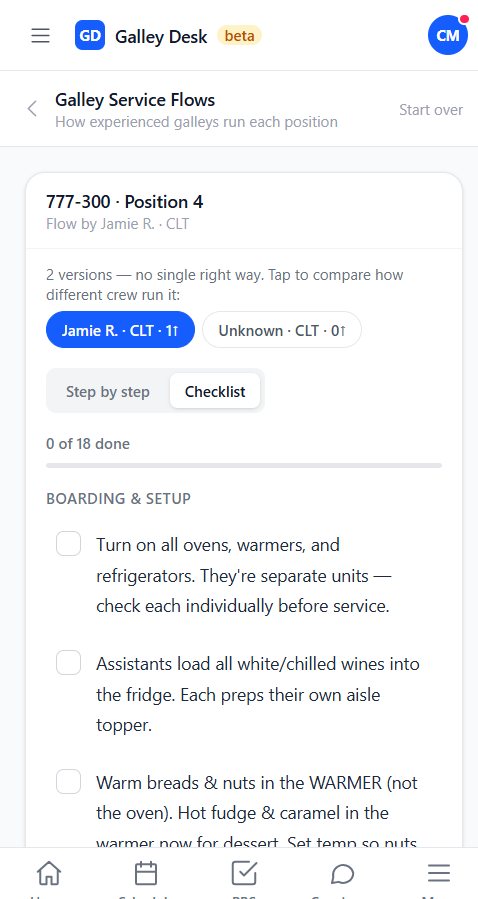 Galley Service Flows